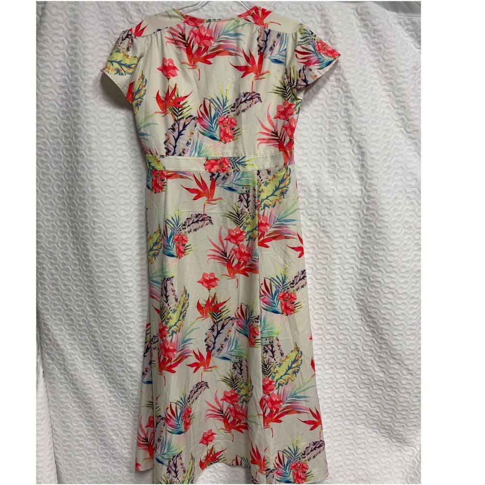 💥🏷️Bollie High Low Maxi Dress L White Tropical Floral Faux Wrap Boho Resort - Picture 3 of 11